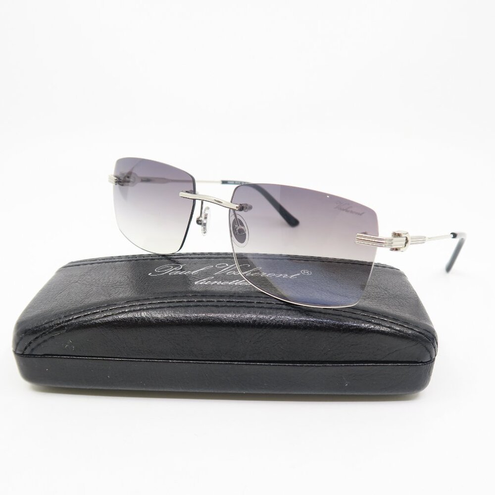 Paul Vosheront PV 635S C2 23KGP Silver/Grey Gradient, Rimless, New Sunglasses.